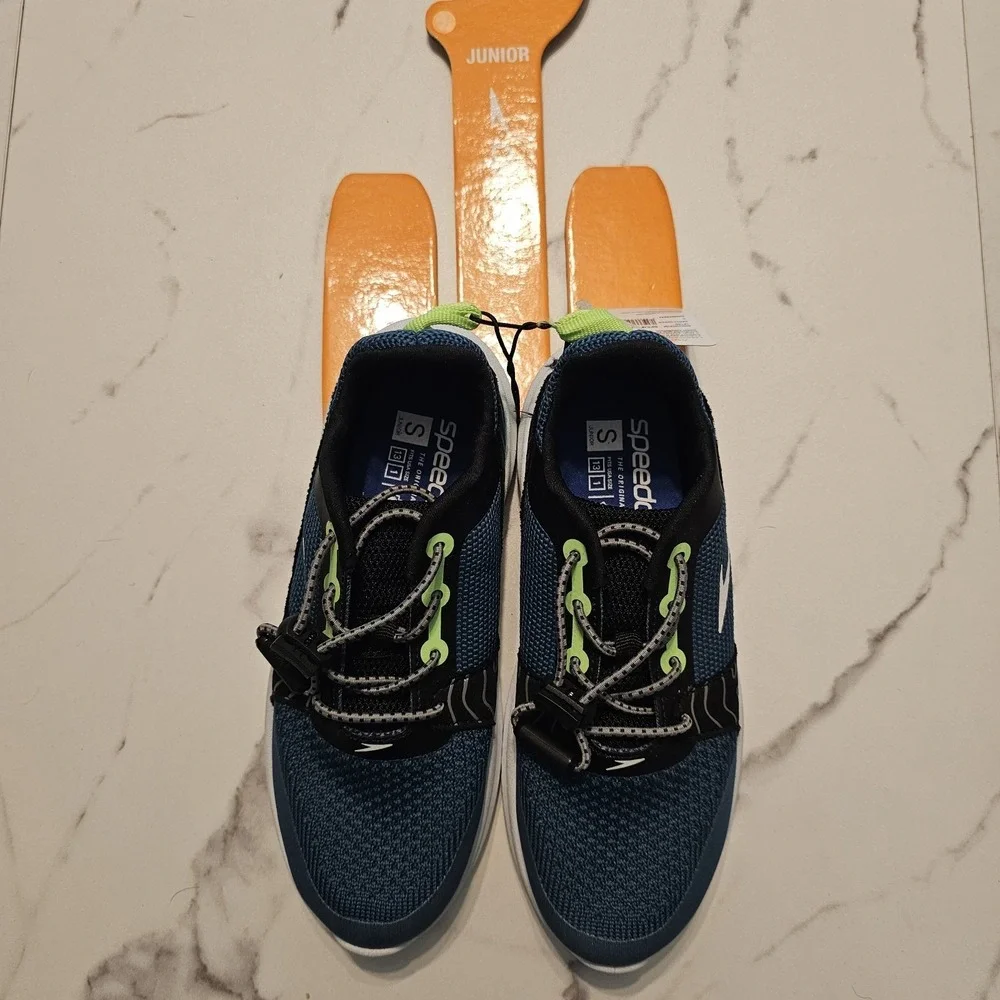 Speedo Aqua Trek Water Shoes Kids Junior Size 13-1 Green Black Neon Bungee NWT‎